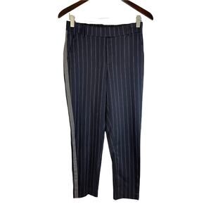 Zara Women's Elastic Waist Pull On Trouser Pant Side Stripe Navy Stripe Size XS